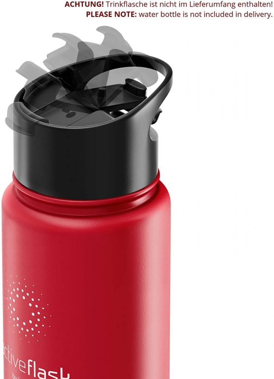 BeMaxx Drinking cap replacement lid for all ACTIVE FLASK drinking bottles any size (950ml, 680ml, 530ml, 410ml) | 2 Extra Straws, BPA free leak proof drinking sport cycling - Image 2