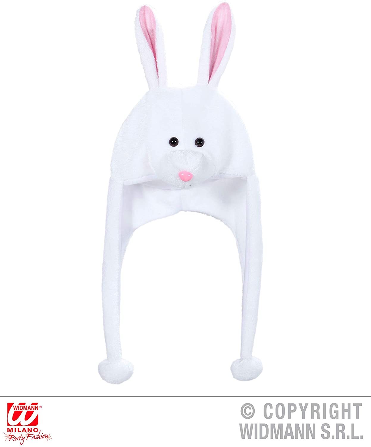 W WIDMANN MILANO Party Fashion - Rabbit Hat for Adult Animals, Farm, Easter, Carnival, Theme Parties, White