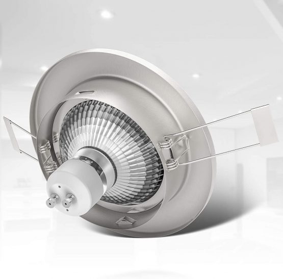 B.Kt - Set of 6 LED Recessed Spotlights with 6X 3W GU10 Bulbs Included and Swivel Design, Matte Nickel, Round - Image 4