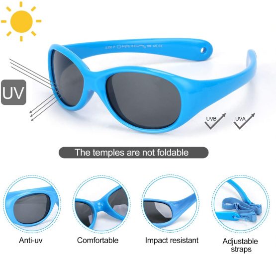 Hifot Baby Boy Girl Sunglasses, UV Protection Polarized Toddler Sunglasses, Flexible Children Kids Sunglasses Non-folding, 6 month-Age 2 - Image 2