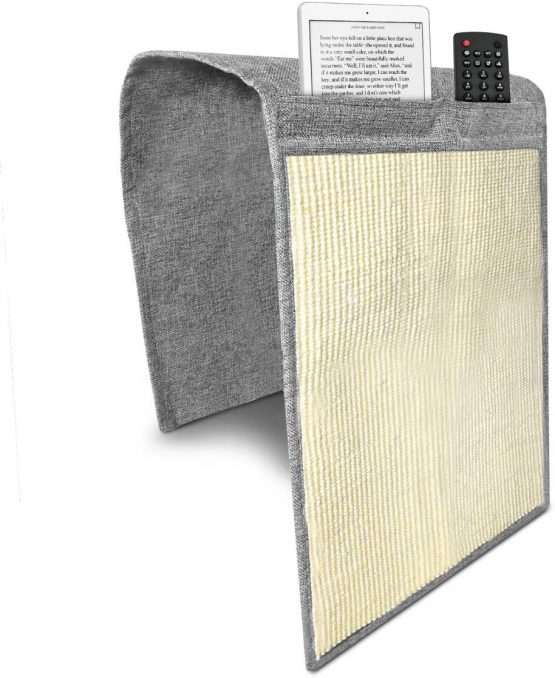 Navaris Cat Scratch Armrest Organiser - Natural Sisal Furniture Protector Scratching Pad for Cats - Scratcher Mat Cover for Sofa - Light Grey, White