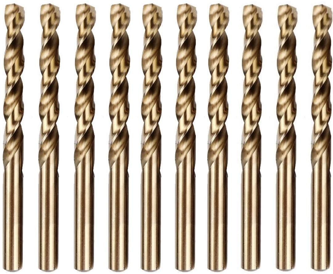 Rennie Tools - 10pc 1.5mm HSS Gold Cobalt Jobber Drill Bit Set for Stainless Steel Hard Metals, Aluminium, Cast Iron, Copper