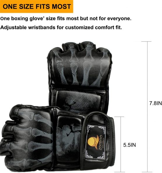 ZooBoo MMA Gloves, Half-Finger Boxing Fight Gloves MMA Mitts with Adjustable Wrist Band UFC Gloves for Sanda Sparring Punching Bag Training Gloves - Image 2