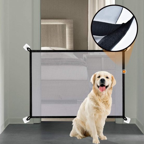 Magic Gate for Dogs Updated Chew-Proof Mesh Net Dog Gate with Sticky ...