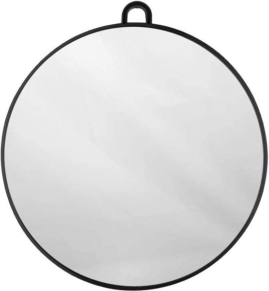 Kurtzy Lightweight Handheld Round Hairdressing Mirror - Use the Handle or Hang on the Wall for Barbers, Salons and Beauticians - Viewing Mirror for Back of the Head Haircuts and Styling