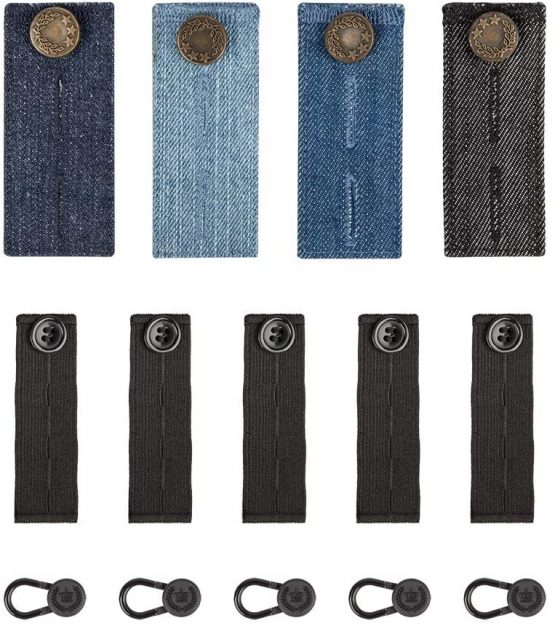 Set of 14, Elastic Waist Extenders, SourceTon Assorted Colors Strong Adjustable Pants Button Extenders for Jeans, Trousers and Skirt