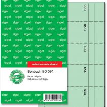 Sigel BO091 Voucher Book 360 Tickets 105 x 200 mm 2 x 60 Sheets Carbonless Green
