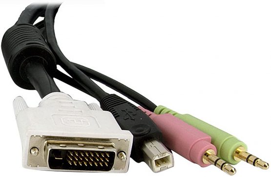 StarTech 15 feet 4-In-1 USB Dual Link DVI-D KVM Switch Cable with Audio and Microphone - Image 3