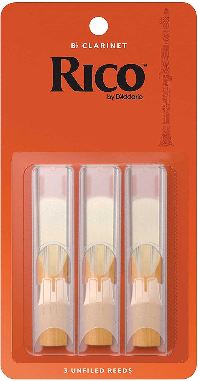 D’Addario Woodwinds - Rico Bb Clarinet Reeds - Reeds for Bb Clarinet - Crafted for Beginners Students, Educators - Strength 2.0, 3-pack