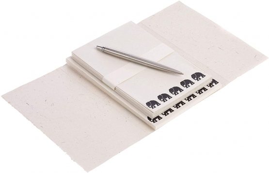 Elephant Dung Writing Set | 20 Sheets of A5 Recycled Paper and 10 Envelopes | Letter Writing Stationery Sets | 12.5cm x 18cm | Genuine Elephant Poo | Fair Trade and Handmade Elephant Gifts for Men and Women - Image 3