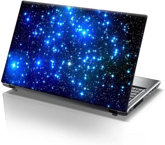 TaylorHe 15.6 inch 15 inch Laptop Skin Vinyl Decal with Colorful Patterns and Leather Effect Laminate MADE IN England Blue Stars in Space