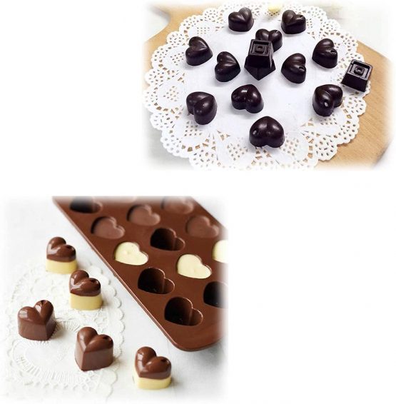 Deolven Silicone Chocolate Moulds,2 Pack Heart Shaped Candy Mould Silicone Molds for Wax Melt Non Stick Chocolate Bar Moulds for Valentine's Day Christmas Party - Image 4