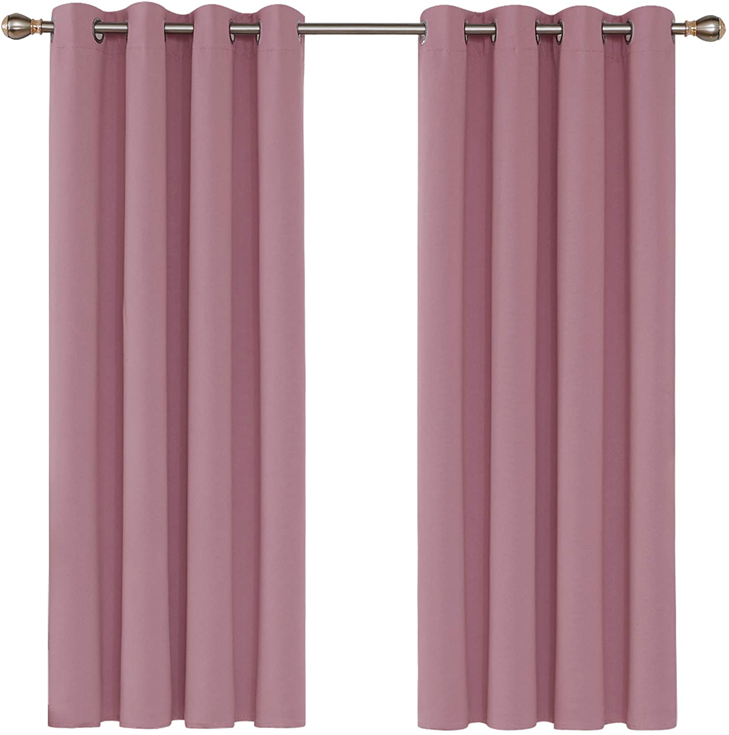 Deconovo Pink Blackout Curtains Solid Thermal Insulated Eyelet Curtains for Nursery 46 x 54 Inch Pink 2 Panels