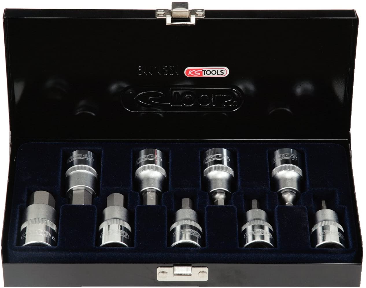 KS Tools 911.1321 Hex Bit Socket Set (9 Pieces) 1/2-inch 4-17mm, Multicolor, Variety pack