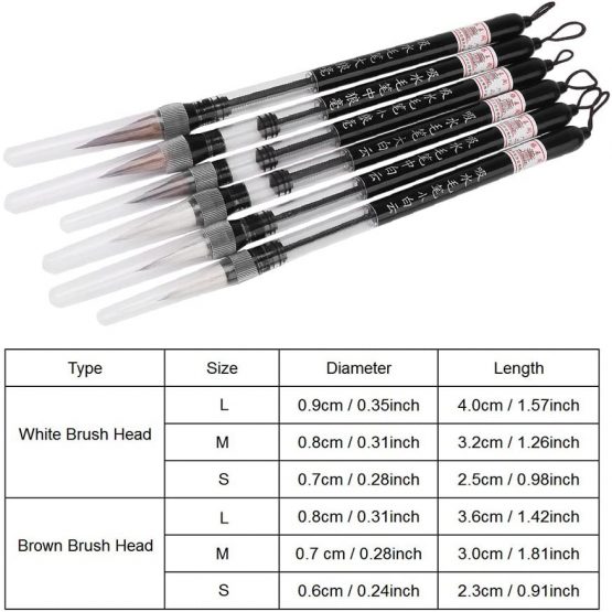 6 Pcs/Set Water Brush Pen, Piston Water Color Brush Chinese Japanese Calligraphy Pen for Beginner Painting Reusable Brush Drawing Pen Art Supplies - Image 2