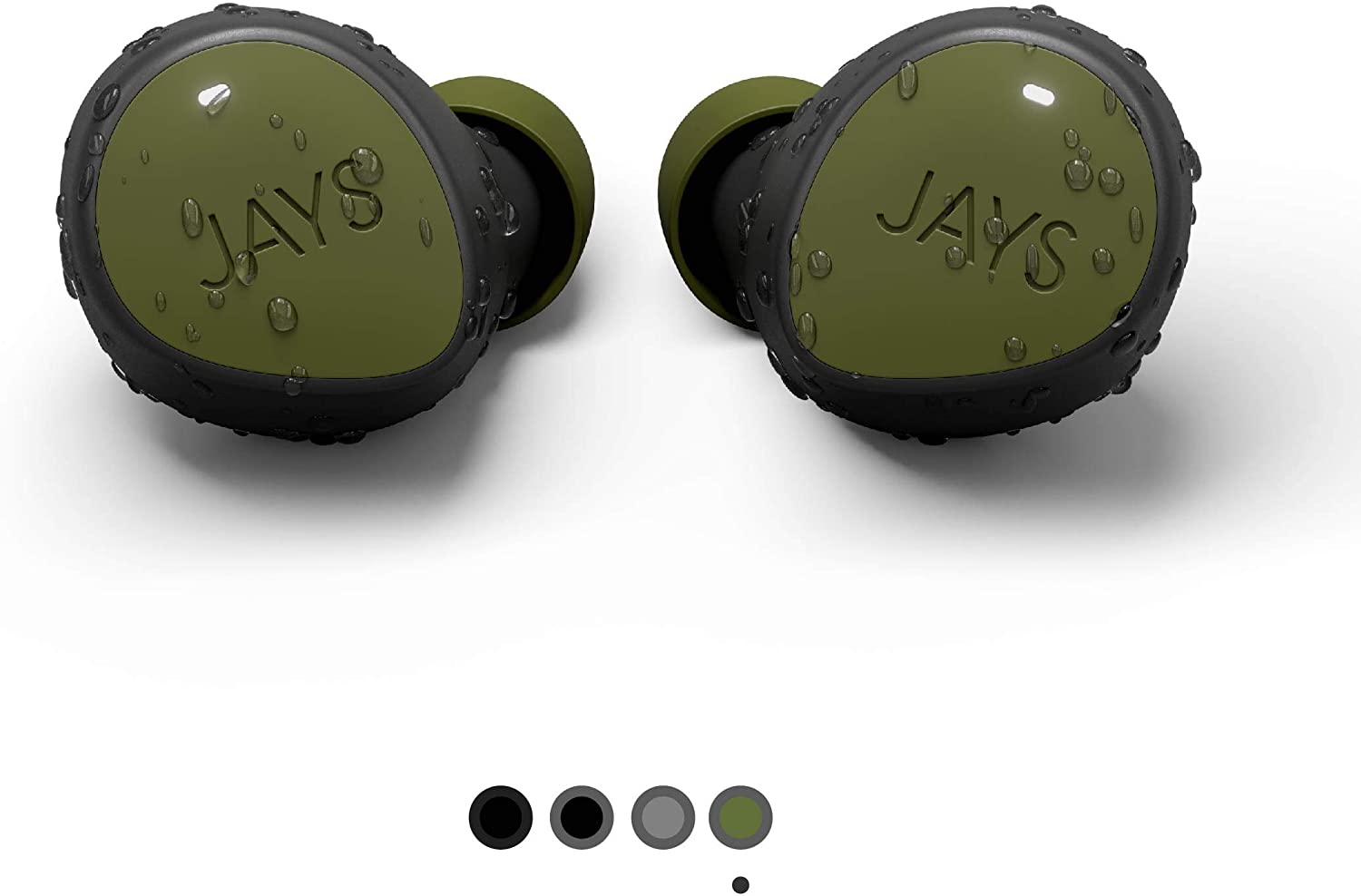 Jays True Wireless Bluetooth Headphones - m-Seven - Green - Earphones In-Ear 38h Playtime & Mic, 4: Green, Ear tips (3 works)