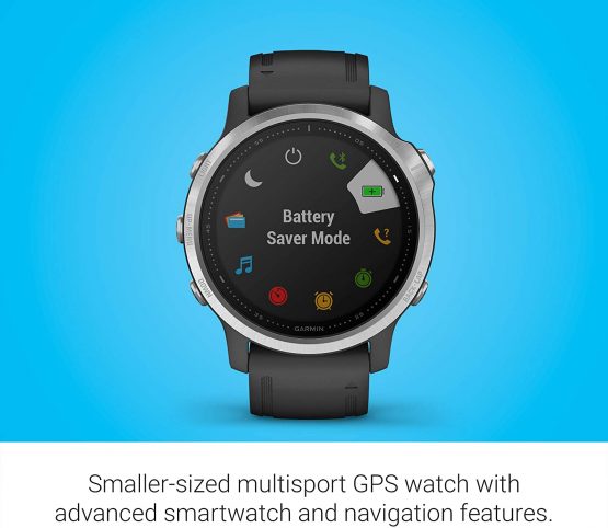 Garmin fēnix 6S, Ultimate Multisport GPS Watch, Smaller-Sized, Heat and Altitude Adjusted V02 Max, Pulse Ox Sensors and Training Load Focus, Silver with Black Band - Image 2