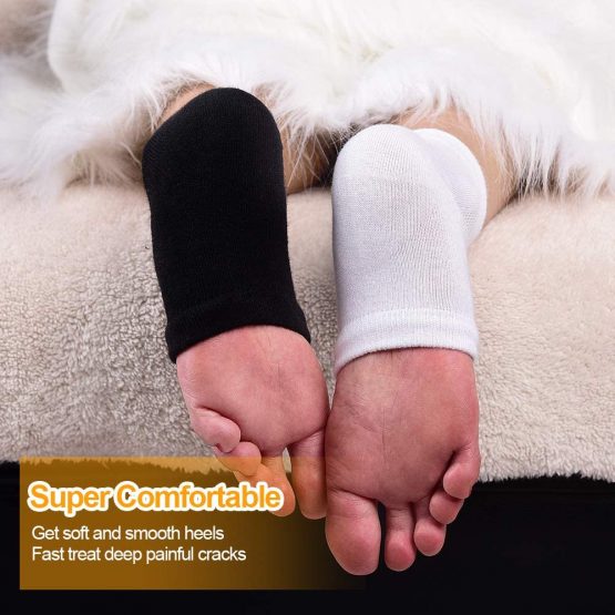 Moisturizing Socks,3 Pairs Soft Ventilate Gel Heel Socks Open Toe Socks for Dry Hard Cracked Skin Moisturizing Day Night Care Skin (Black, Regular Size) - Image 4
