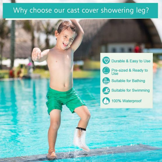 Kids Foot Cast Cover for Shower and Bath, Waterproof Shower Bandage and Reusable Sealed Cast Protector to Keep Wound and Bandages Dry, Perfect Fit The Foot Ankle, No Mark on Skin - Image 4