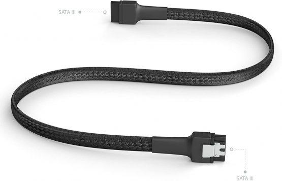 KabelDirekt – 3x SATA 3 cables 6Gb/s – 30cm, straight connector (data cable, 6Gbit/s, SATA III/Serial ATA, L connector, set of 3 cables, connects hard drives/SSDs/hard disks to the motherboard, black) - Image 2