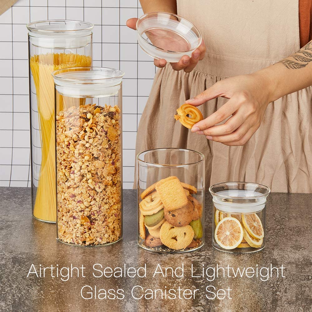 ZENS Glass Canister Jars, Airtight Cylinder Cookie Storage Container