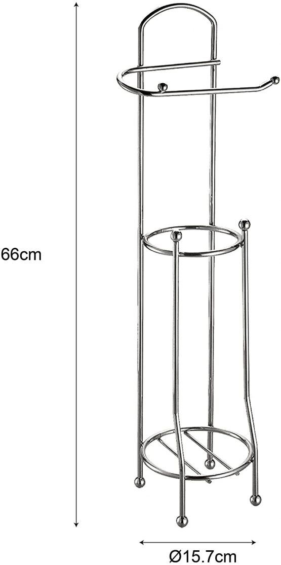 Axxentia Bad 282245 Udana Toilet Roll Holder Chrome-Plated Stand with Additional Space for 3 Rolls Height 66 cm - Image 3