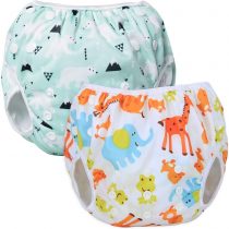 Teamoy Reusable Swim Nappy(2 Packs) for Baby Boys& Girls, Comfortable, Washable and Adjustable, Ideal for Swimming Lessons/Holiday, Polar Bear + Animal