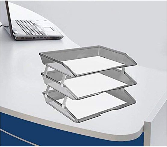 Acrimet Facility 3 Tier Letter Tray A4 Side Load Plastic Desktop File Organizer (Smoke Color) - Image 4