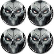 Biomar Labs® 4 x 68mm 3D Domed Car Wheel Centre Rims Hub Skull Stickers Decals For Caps Vehicle Auto Tuning Emblem A 1668