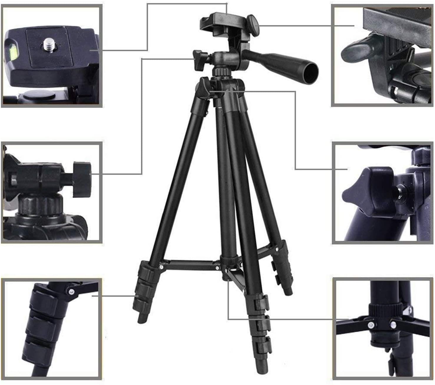 Phone Tripod,LINKCOOL 42" Aluminum Lightweight Portable Camera Tripod for Iphone/Samsung/Smartphone/Action Camera/DSLR Camera with Phone Holder & Wireless Bluetooth Control Remote (Black) - Image 4
