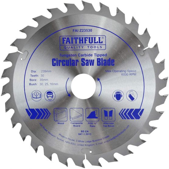 Faithfull FAIZ23530 TCT Circular Saw Blade 235 mm x 35 mm Bore x 30 Teeth