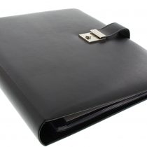 goldbuch 54958 Document Folder for DIN A4 Documents, Ring Binder Folder with 5 Pockets Expandable Folder with Lock Orginal Folder Made of Real Leather Approx. 29 x 36 cm Black