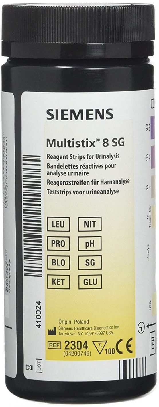 Siemens Multistix 8 SG Urine Reagent Test Strips - 100/BOX