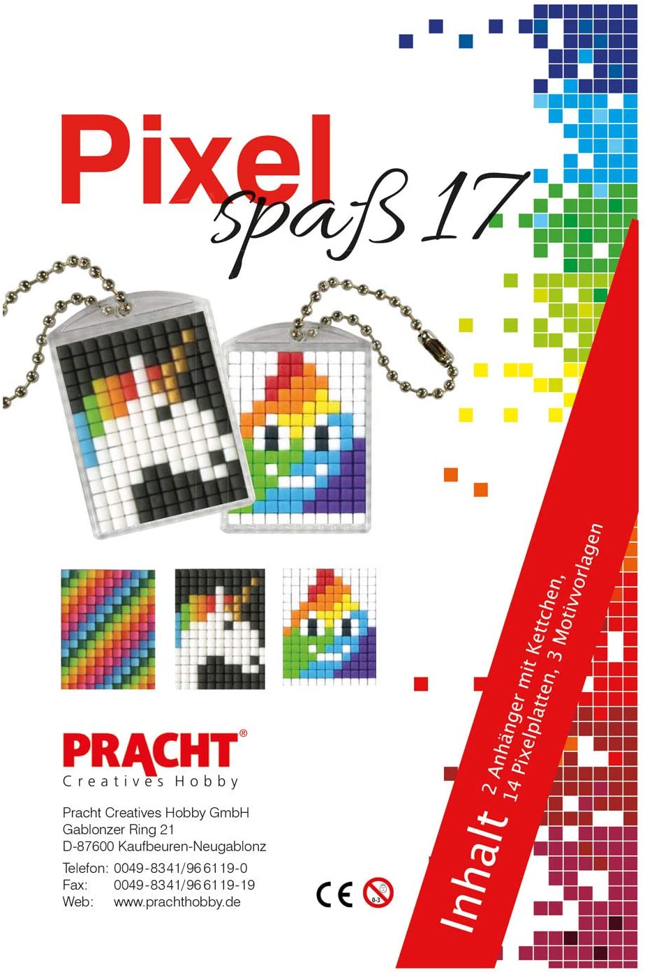 Pracht Creatives Hobby P90082-00505 Pixel Fun Craft Set 17, for 2 Lockets, Keyrings, for Children Boys and Girls