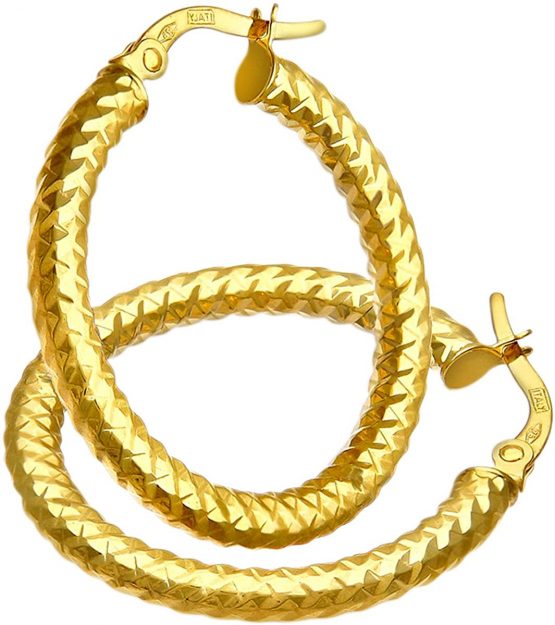 Citerna Women's 9 ct Yellow Gold Diamond Cut 10 mm Hoop Earrings