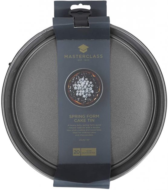 MasterClass KCMCHB44 25 cm Springform Cake Tin with Loose Base and PFOA Free Non Stick, Robust 1 mm Carbon Steel, 10 Inch Large Round Pan, Grey - Image 4