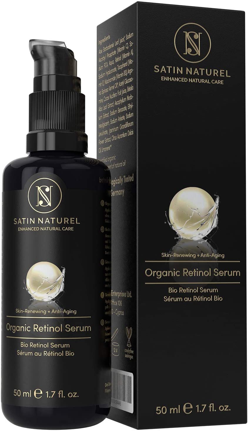 Satin Naturel Retinol Serum 50ml, Retinol Face Treatment with Hyaluronic Acid, Niacinamide & Salicylic Acid