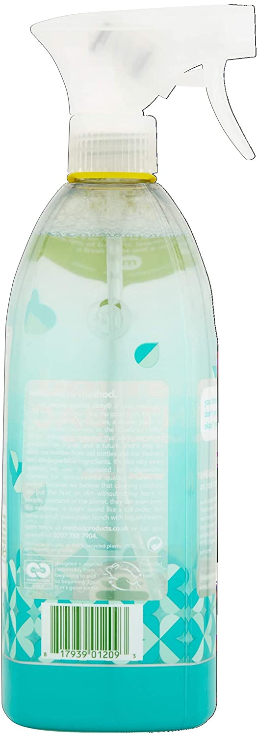 Method Antibacterial Spray Refill, Bathroom Cleaner, Powerful Formula Kills 99.9% of Bacteria, Water Mint Scent, Pack of 1, 1 x 828 ml - Image 3