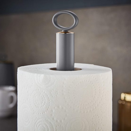 Tower T826092GRY Empire Mug Tree and Towel Pole Set, Stainless Steel, Anti-Slip, Grey and Brass - Image 4