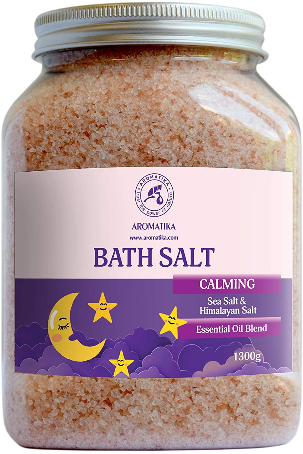 AROMATIKA Calming Bath Salts, 1300 g Sea Salt & Himalayan Salt Blend with Sandalwood, Lavender & Bergamot Essential Oils