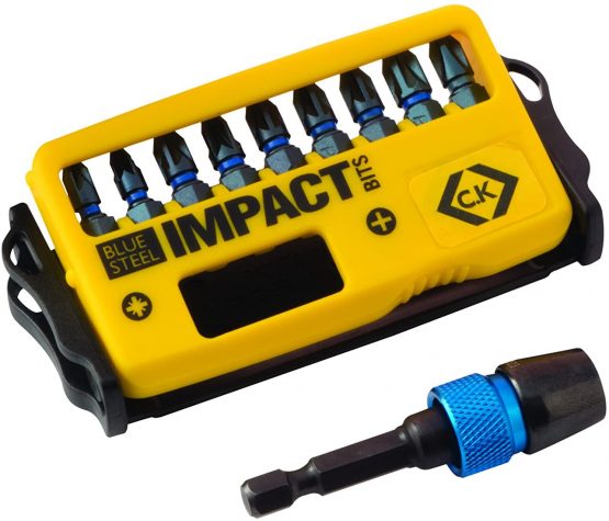 C.K T4510 Blue Steel PZ Impact Screwdriver Bit, Black, Set of 10 Pieces