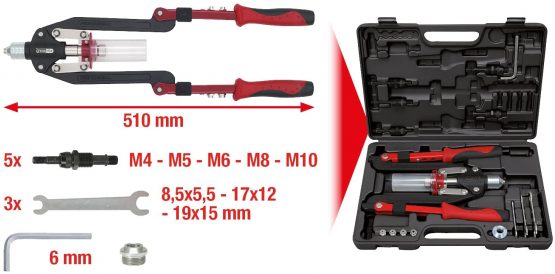 KS Tools 150.9630 Universal riveting tool set, 11 pcs - Image 2