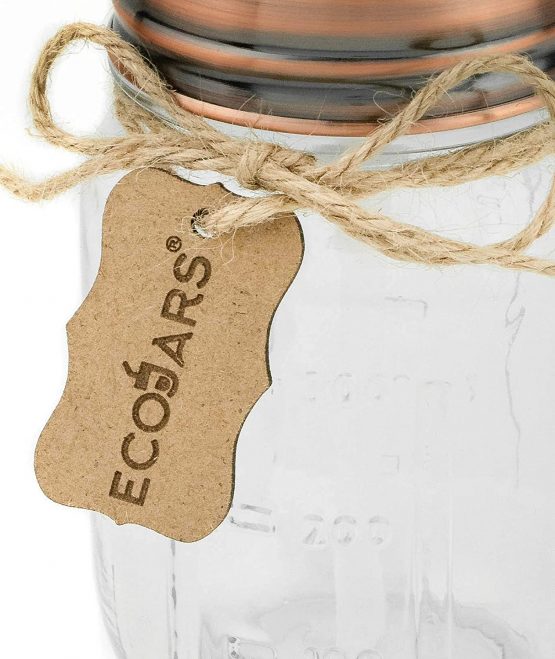 Eco Jars Mason Jar Soap Dispenser, Copper, Rose Gold, Glass, Vintage, Stainless Steel, 500ml, Housewarming Gift Box - Image 4