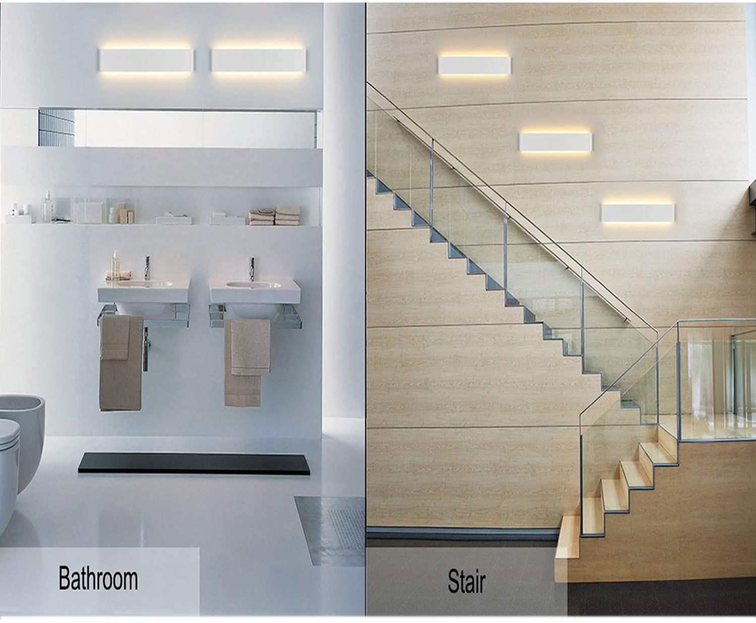 Yafido 2X Wall Lights Indoor LED 30CM Up Down Wall Sconce Lamp 12W