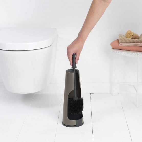 Brabantia Toilet Brush and Holder (Platinum) Corrosion Resistant, Easy Clean Bathroom Accessory Set - Image 2