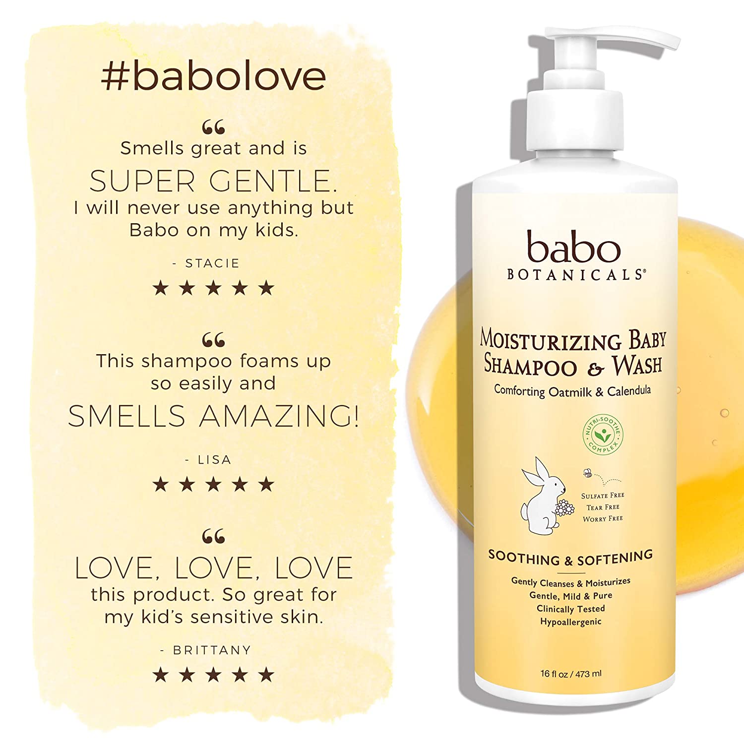Babo Botanicals Moisturizing Baby Shampoo and Wash Oatmilk Calendula, 8 Ounce - Image 4