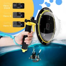 AFAITH Dome Port for GoPro, Underwater 6" GoPro Dome Port Cover Case with Waterproof Lid Case + Floating Bobber Handle + Trigger for GoPro Hero 2018 Hero 6 Hero 5 Black Hero 7 Black