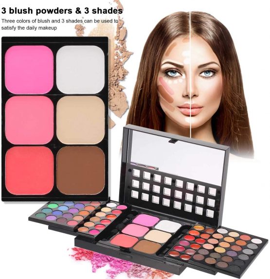 78 Colors Eyeshadow Palette, All-in-one Push-Pull Long Lasting Make Up Kits with 8 Brushes for Women & Girls - Image 4
