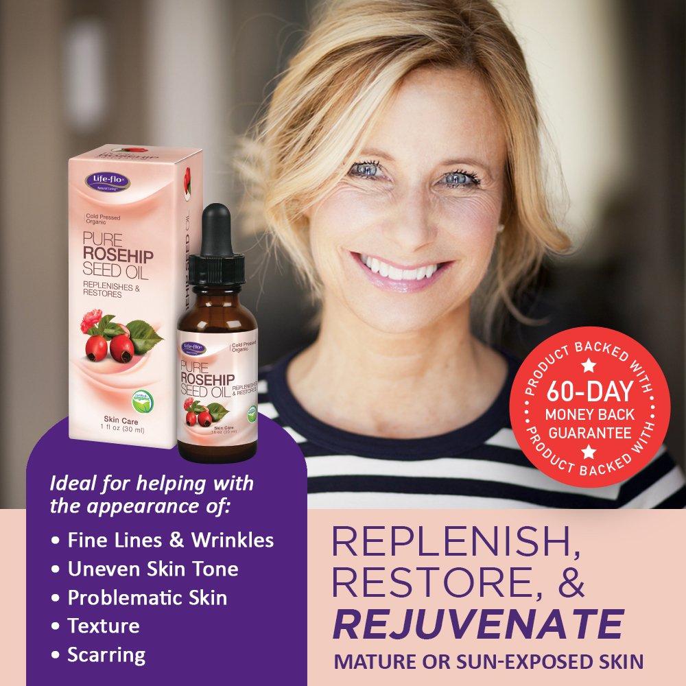 LifeFlo Pure Rosehip Seed Oil Certified Organic & Cold Pressed