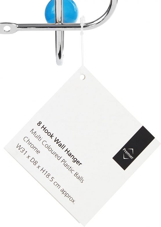 Premier Housewares 0509645 8 Hook Wall Hanger - Multi-Coloured - Image 2